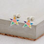 Luxury Sterling Silver Colourful Star Earrings, thumbnail 2 of 3