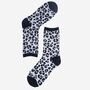 Women's Bamboo Socks Black Grey Leopard Print, thumbnail 2 of 2