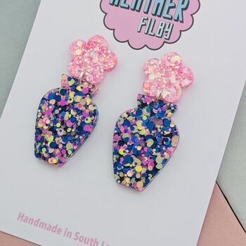 Vase And Flower Retro Glitter Resin Earrings, 3 of 4