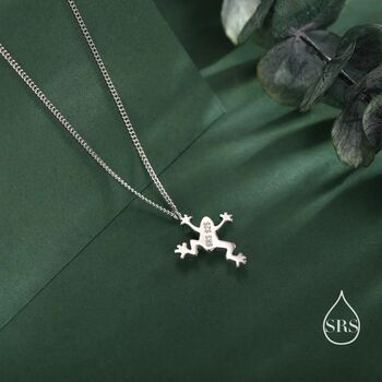 Sterling Silver Tiny Frog Pendant Necklace, 3 of 12