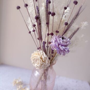 Pink Vase With Modern Dried Flower Bouquet, 3 of 3