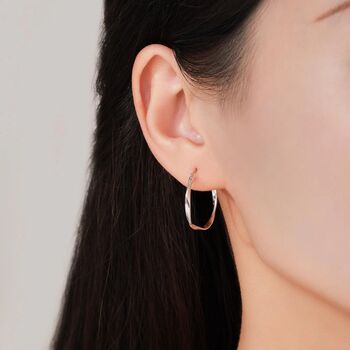 Large Mobius Hoop Earrings In Sterling Silver, 2 of 12