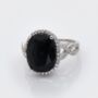 Jagged Black Agate 925 Sterling Silver Statement Ring, thumbnail 1 of 2