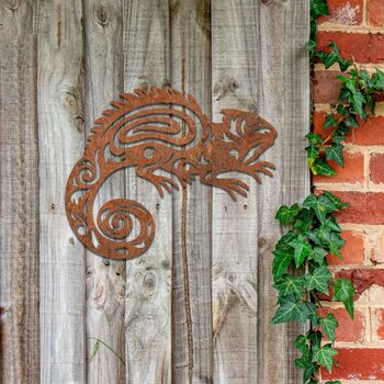 Rusty Metal Chameleon Decor Metal Lizard Wall Art, 9 of 10