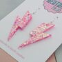 Large Pink Iridescent Lightning Bolt Earrings, thumbnail 4 of 9