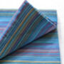 Nepali Cotton Scarf, Blue Stripes, Ethically Handmade, thumbnail 2 of 10