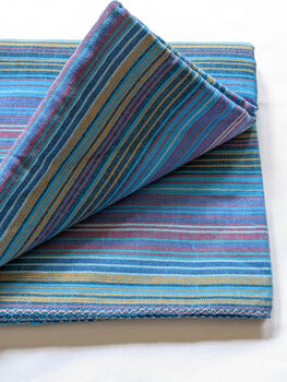 Nepali Cotton Scarf, Blue Stripes, Ethically Handmade, 2 of 10