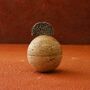 Travertine Sphere With Bronze Crescent Sculpture, thumbnail 1 of 2