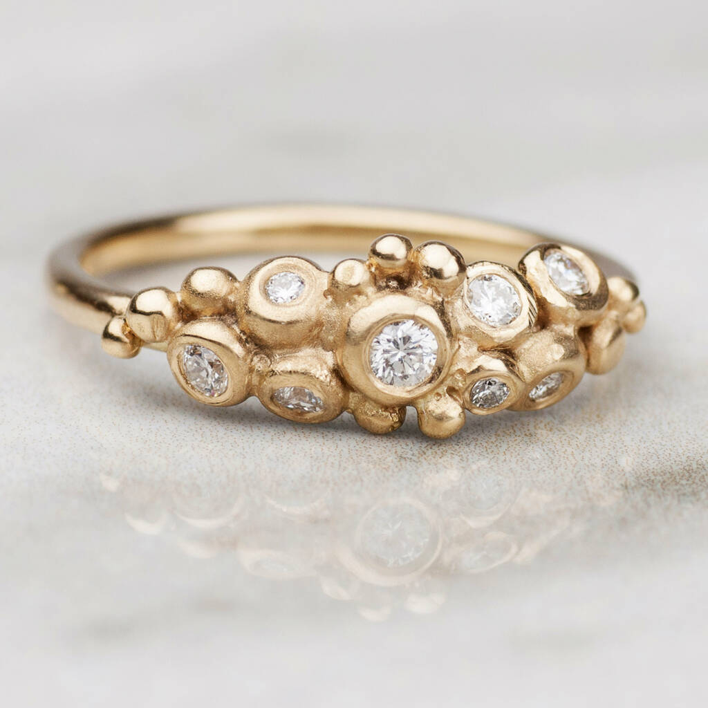 18ct Gold Diamond Pebble Cluster Ring, 1 of 7