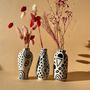 Set Of Three Abstract Mono Hand Painted Stem Vases, thumbnail 1 of 5