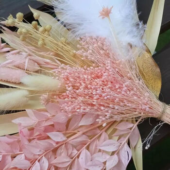 White And Pink Dried Palm Sun Bouquet, 4 of 4