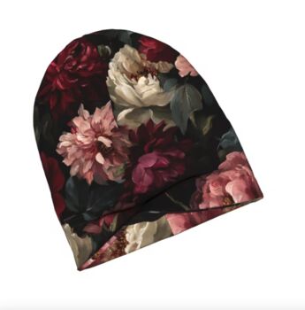 Soft Chemo Headwear Beanie Hat Bandana Dark Floral Colourful, 2 of 7
