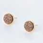 Rose Druzy Round 18k Gold Plated Earrings Studs, thumbnail 2 of 3