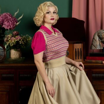 Sylvia Skirt In Brown Vintage 1940s Style, 2 of 2
