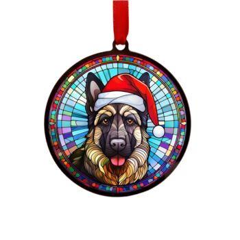 German Shepherd In Santa Hat Suncatcher Decoration, 5 of 6