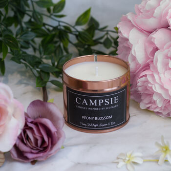 Peony Blossom Rose Gold Candle Tin, 3 of 4