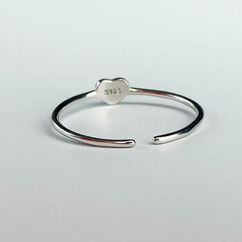 Sterling Silver Tiny Heart Adjustable Ring, 3 of 5