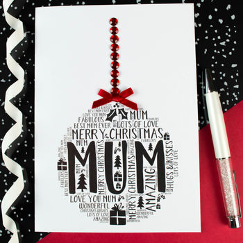 Mum Personalised Christmas Bauble Card, 3 of 4