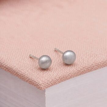 5mm Sterling Silver Grey Pearl Stud Earrings, 2 of 5