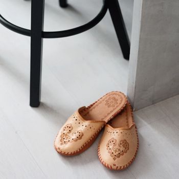 Ladies Leather Boho Closed Toe Slippers, 5 of 12
