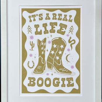 Western Cowgirl Print It's A Real Life Boogie A4 Or A3, 2 of 3