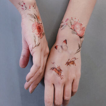 Roses And Rabbits Temporary Tattoo, 3 of 4