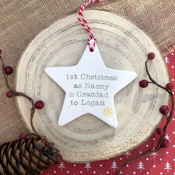 Personalised 'First Christmas As Grandparents' Bauble, 2 of 3