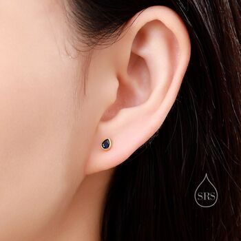 Extra Tiny Cz Droplet Screw Back Earrings, 7 of 12