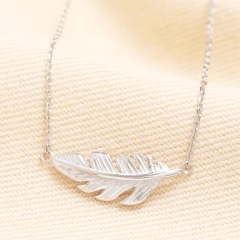 Stainless Steel Feather Pendant Necklace, 2 of 2