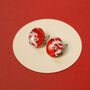 Colourful Red Graphic Silver Ear Studs, thumbnail 4 of 11