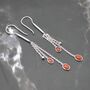 Red Coral Sterling Silver Drop Earrings, Long Earrings, thumbnail 7 of 7