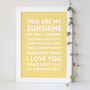 'You Are My Sunshine' Song Lyrics Wall Art Print, thumbnail 1 of 4