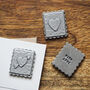 'With Love' Postage Stamp Postcard, thumbnail 2 of 2