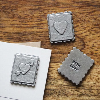 'With Love' Postage Stamp Postcard, 2 of 2