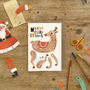 Reindeer Split Pin Puppet A5 Activity Christmas Card, thumbnail 1 of 4