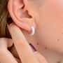 Sterling Silver Cz Sparkle Baguette Mini Hoop Earrings, thumbnail 1 of 8