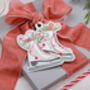 12 Christmas Gift Tags With Ice Skating Design And Gold Twine, thumbnail 1 of 3