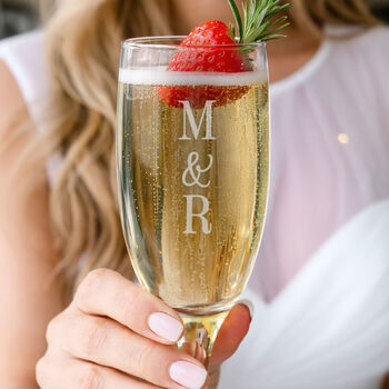 Wedding Gifts For Couples Initials Champagne Flutes Set, 3 of 6