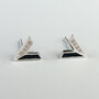 Sterling Silver Sparkly Chevron Stud Earrings, thumbnail 2 of 5