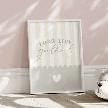 Beige Long Live Girlhood Nursery Print, 4 of 9