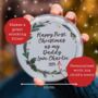 Happy First Christmas As My Daddy Personalised Wreath Glass Coaster, thumbnail 2 of 2