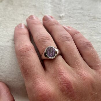 Silver Purple Gemstone Oval Signet Ring For Men / Women, 9 of 11