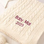 Personalised Unisex White Luxury Baby Cable Blanket, thumbnail 2 of 12