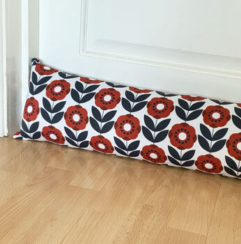 Draught Excluder Poppy Red And Navy, Made To Size, 2 of 2