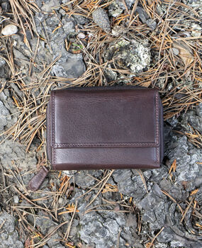 Women's Luxury Brown Leather Small Trifold Purse Rfid Protected Personsalised, 8 of 8