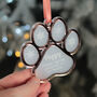 Pet Paw Print Memorial Frost And Mirror Acrylic Christmas Decoration, thumbnail 1 of 4