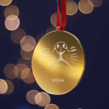 Gold Personalised Dog Nose Christmas Tree Bauble, 7 of 7