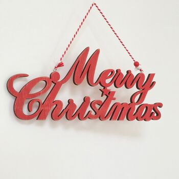 Large Red Merry Christmas Hanging Sign By Chapel Cards ...