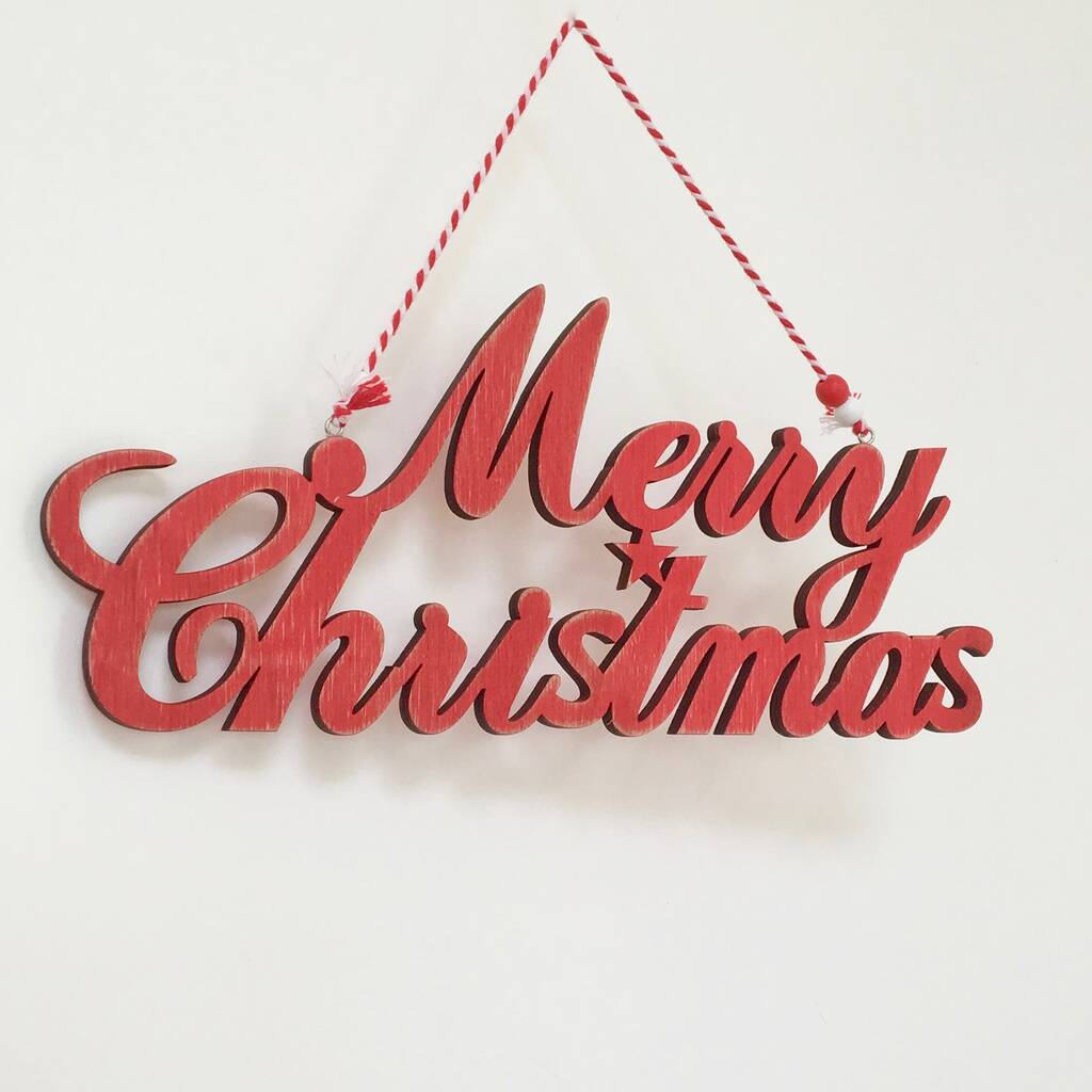 Large Red Merry Christmas Hanging Sign By Chapel Cards ...