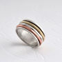 Sterling Silver Mixed Metal Triple Band Ring, thumbnail 2 of 4